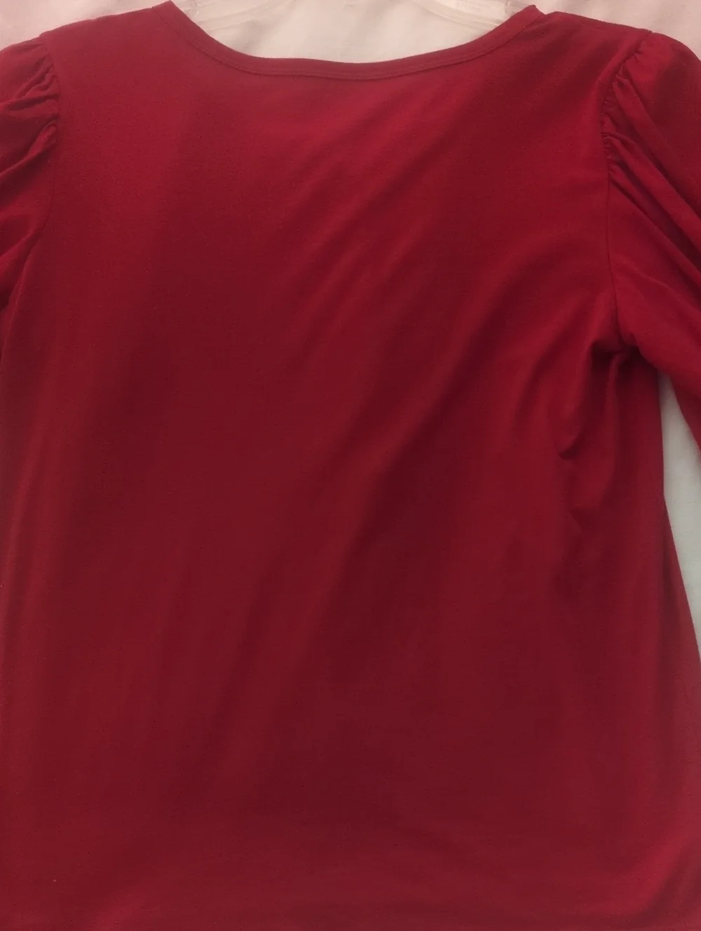 LOFT Red Henley Puff Sleeve Top
